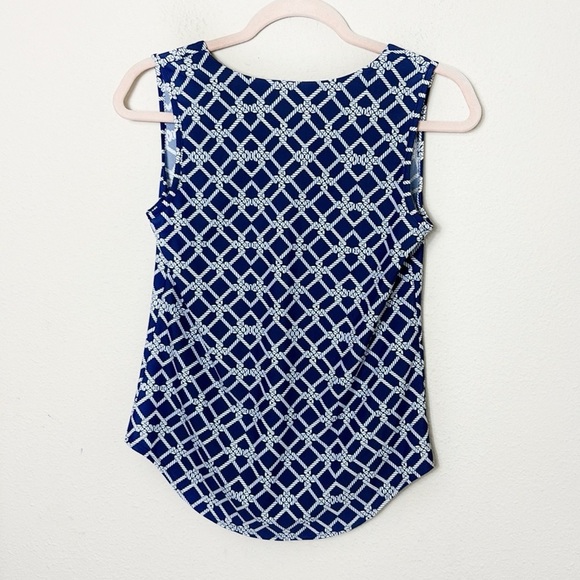 NWT Jude Connally Top Blue White Rope Tank Nautical Sleeveless Blouse V-Neck XS - Picture 2 of 8